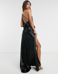 Платье макси на одно плечо ASOS DESIGN-Черный