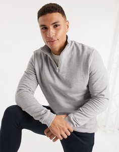 Серый свитшот из органического хлопка с короткой молнией ASOS DESIGN