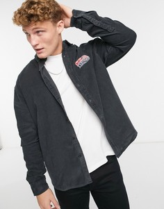 Вельветовая рубашка oversized в стиле 90-х с вышивкой "basketball" на груди ASOS DESIGN-Серый