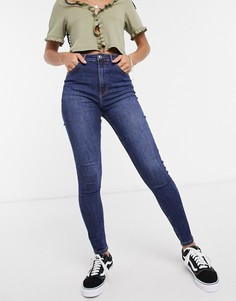 Синие джинсы скинни с завышенной талией Bershka-Синий