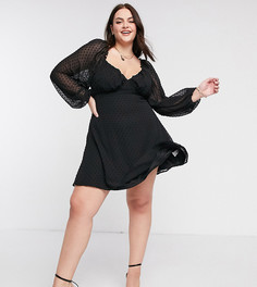 Черное приталенное платье из ткани добби Missguided Exclusive Plus-Черный