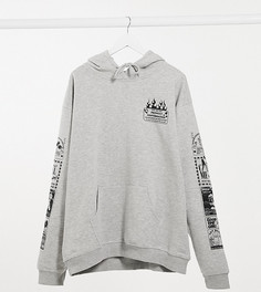 Oversized-худи от комплекта с принтом New Girl Order Curve-Серый