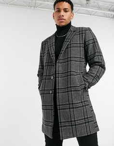 Серое пальто в клетку Jack & Jones Premium-Серый