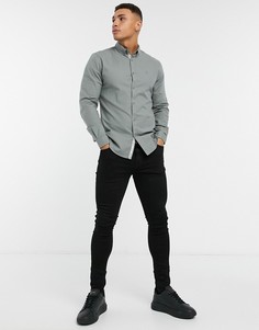 Оксфордская рубашка цвета хаки с длинными рукавами River Island-Зеленый