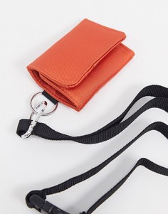 Оранжевая визитница из текстиля со съемным шнурком ASOS DESIGN-Красный