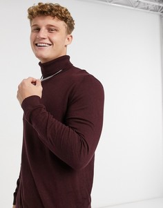 Бордовый трикотажный джемпер-водолазка Topman-Красный