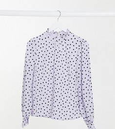 Блузка в горошек с высоким воротником New Look Tall-Синий