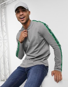 Лонгслив с молнией на воротнике и тесьмой на рукавах ASOS DESIGN-Серый