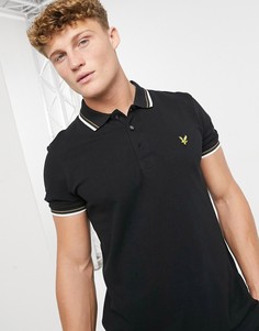 Черное поло с контрастным воротником Lyle & Scott-Черный