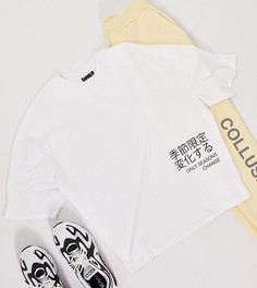 Белый oversized-свитшот с текстовым принтом ASOS DESIGN TALL