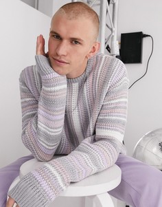 Трикотажный фактурный джемпер в полоску пастельных цветов ASOS DESIGN-Мульти