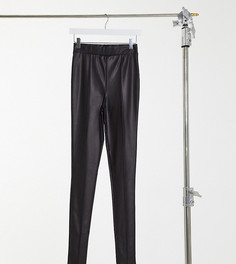 Черные леггинсы из ткани под кожу с прошитой стрелкой ASOS DESIGN Tall-Черный
