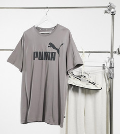 Серая выбеленная футболка Puma PLUS essentials-Серый