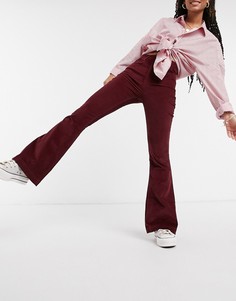 Бордовые брюки клеш Hollister-Красный