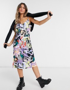 Разноцветное платье-комбинация миди Miss Selfridge-Мульти