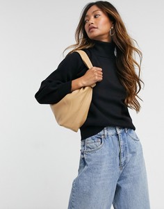 Черный вязаный джемпер с узором «интарсия» River Island