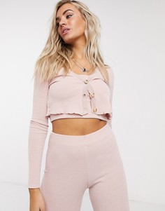 Топ-ками и кардиган Bershka из джерси розового цвета от комплекта-Розовый