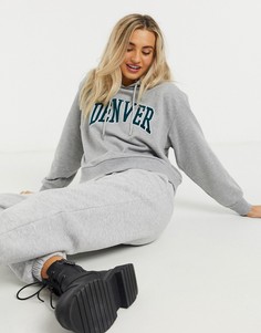 Серый худи с принтом "Denver" New Look