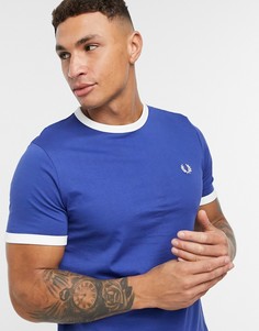 Синяя футболка с контрастной окантовкой Fred Perry-Синий