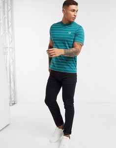 Бирюзовая футболка в тонкую полоску Fred Perry-Синий