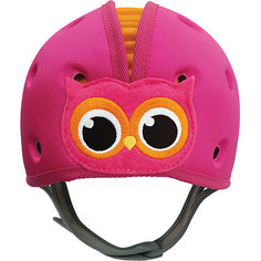 Противоударная шапка-шлем SafeheadBaby "Сова", розово-оранжевая