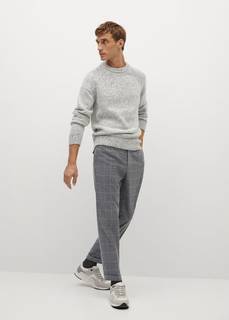 Костюмные брюки slim fit из шерсти в клетку - Lisboa Mango