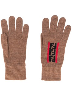 Fendi перчатки с логотипом Zucca