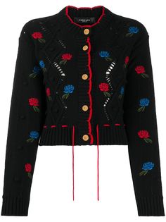 Versace кардиган с круглым вырезом и вышивкой