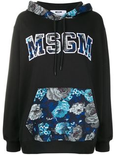 MSGM худи оверсайз с логотипом и вставками с принтом