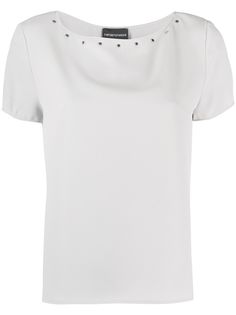 Emporio Armani футболка с вырезом-лодочкой и заклепками