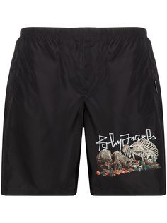 Palm Angels DESERT SKULL SWIM SHORT BLACK MULTICOLOR