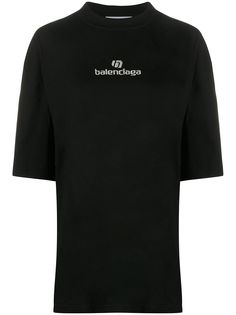 Balenciaga футболка оверсайз с вышитым логотипом