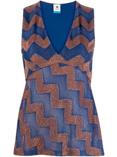 M Missoni топ с узором зигзаг и эффектом металлик