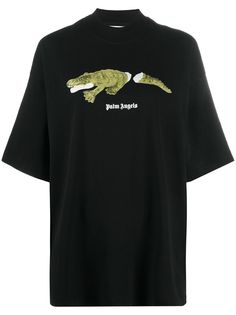 Palm Angels CROCO OVER TEE BLACK GREEN