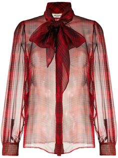 Saint Laurent полупрозрачная блузка