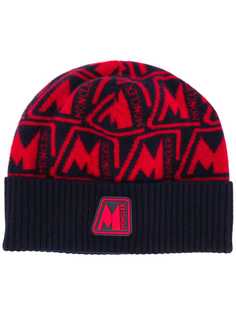 Moncler шапка бини с логотипом вязки интарсия