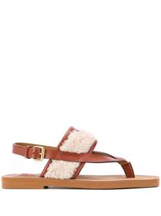 Chloé Woody flat faux-shearling sandals