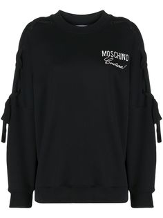 Moschino толстовка с вышитым логотипом и шнуровкой на рукавах