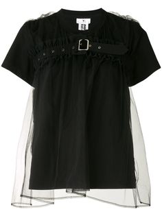 Comme Des Garçons Noir Kei Ninomiya футболка с верхом из тюля и ремнем