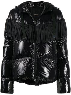 Pinko стеганая куртка с капюшоном и бахромой