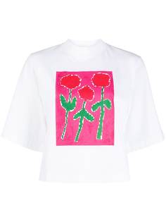 Palm Angels укороченная футболка с цветочным принтом