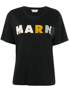 Marni футболка с нашивкой-логотипом