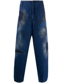 Yohji Yamamoto джинсы свободного кроя с эффектом потертости