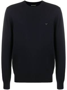 Emporio Armani джемпер с нашивкой-логотипом и окантовкой в рубчик