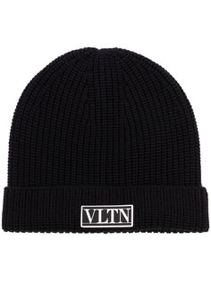 Valentino Garavani шапка бини в рубчик с логотипом VLTN