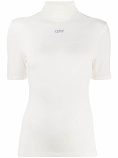 Off-White футболка с высоким воротником и логотипом