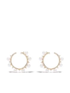 Yoko London серьги Sleek Akoya из желтого золота с жемчугом и бриллиантами