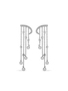 Yoko London серьги Sleek Akoya из белого золота с жемчугом и бриллиантами