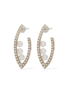 Yoko London серьги Sleek Akoya из желтого золота с жемчугом и бриллиантами