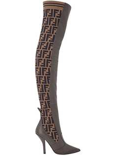Fendi FF motif thigh-high boots